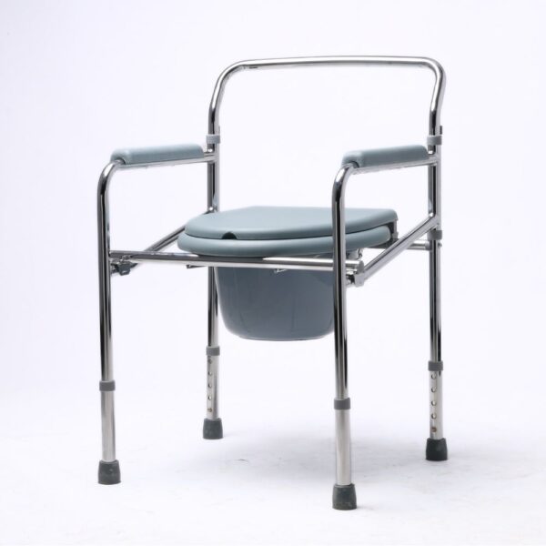 Height-Adjustable Folding Commode Chair
